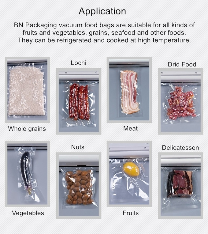 BPAの自由な真空の貯蔵は注文の食糧を浮彫りにした全凍結する透明な真空シール袋10を袋に入れる